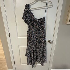 ASTR one shoulder floral midi dress